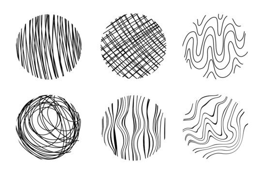 set de motifs noir et blanc dans des cercles