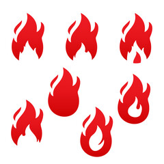 Set of red fire flame vector design