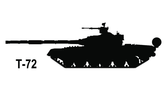 Battle tank T-72. Tank icon. Vector illustration. Tank silhouette