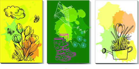 Spring banner, spring is coming, spring is here, spring flowers, spring banners