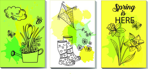 Spring banner, spring is coming, spring is here, spring flowers, spring banners