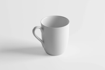 View of a Mock up of a Ceramic mug on a white background..