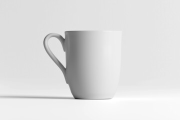 View of a Mock up of a Ceramic mug on a white background..