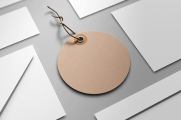 View of a label paper tag mock up - 3d rendering