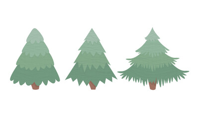 Fototapeta premium Collection of Christmas trees, modern flat design. Can be used for printed materials - leaflets, posters, business cards or for web.