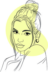 Beautiful Woman Face Line arts 