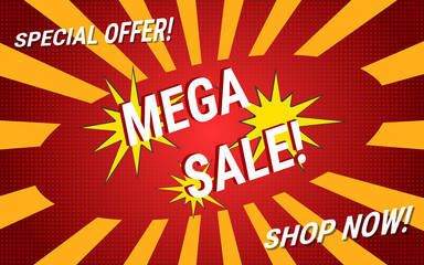 Mega sale banner vector design template