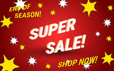 Super sale, discount banner vector design template