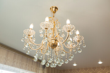 beautiful glass chandelier in the room