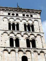 San Michele in Foro church - Lucca , Tuscany. San Michele in Foro is a Roman Catholic basilica church in Lucca. It was built over the former Roman forum. It is dedicated to Archangel Michael.