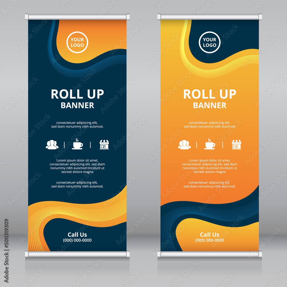 Wall mural modern and colorful fluid style abstract roll up banner template. also suitable for standee or x-ban