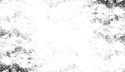 Monochrome texture composed of irregular graphic elements. Distressed uneven grunge background. Abstract vector illustration. Overlay for interesting effect and depth. Isolated on white background.