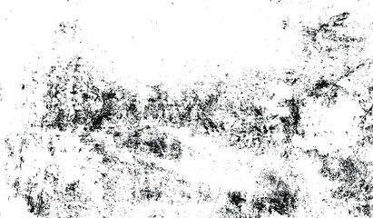 Monochrome texture composed of irregular graphic elements. Distressed uneven grunge background. Abstract vector illustration. Overlay for interesting effect and depth. Isolated on white background.