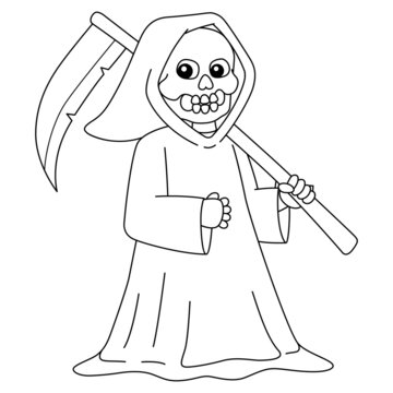 recommend clip art: Grim Reaper Halloween Coloring Page Isolated
