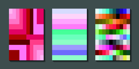 Rectangular abstract background. Colorful gradient design.  Vector illustration. Triptych.