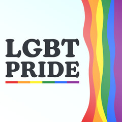LGBT Pride Social Media Post. Pride Month Day Banner with pride flag colors on white background. Vector Illustration.