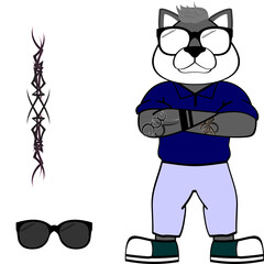hipster wolf character cartoon in vector format