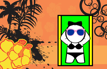chibi pictogram girl cartoon summer tropical background illustration in vector format