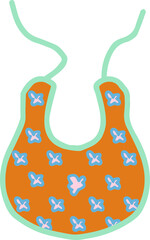 ocher baby bib for feeding with clouds and green strings for newborn baby isolated vector hand drawing