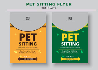 Pet Sitting Flyer Template, Pet Care Flyer Template, Pet Walkers Flyer Template