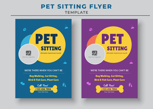 Pet Sitting Flyer Template, Pet Care Flyer Template, Pet Walkers Flyer Template