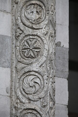  Lucca - detail from St Martin's Cathedral facade. Tuscany