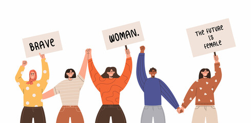 Group of young women fight for their rights