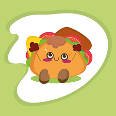 Obraz na płótnie Canvas Isolated happy mexican taco cartoon character Fast food Vector