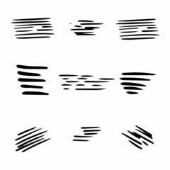 Set of four black grunge strokes for your design. Abstract painted background templates.