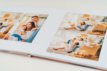 Photobook with photos of family photo shoot.