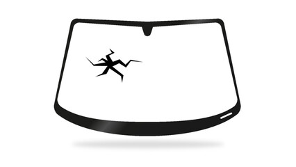 Basic windshield symbol icon with a crack for car glass specialist