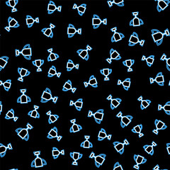 Line Hand with basketball ball icon isolated seamless pattern on black background. Sport symbol. Vector