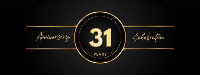 31 years anniversary golden color with circle ring isolated on black background for anniversary celebration event, birthday party, brochure, web, greeting card. 31 Year Anniversary Template Design © YearStock