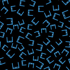 Line Wooden table icon isolated seamless pattern on black background. Vector