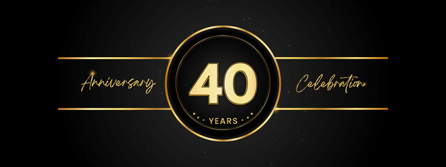40 years anniversary golden color with circle ring isolated on black background for anniversary celebration event, birthday party, brochure, web, greeting card. 40 Year Anniversary Template Design
