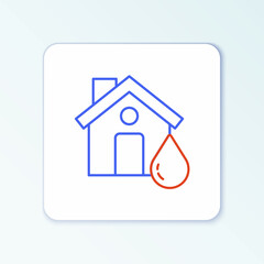 Line House flood icon isolated on white background. Home flooding under water. Insurance concept. Security, safety, protection, protect concept. Colorful outline concept. Vector