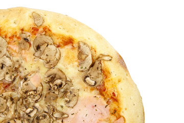 Mushroom Pizza isolated on white background top view