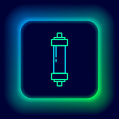 Glowing neon line Shock absorber icon isolated on black background. Colorful outline concept. Vector