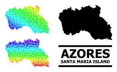 Spectrum gradiented star collage map of Santa Maria Island. Vector colored map of Santa Maria Island with spectral gradients.