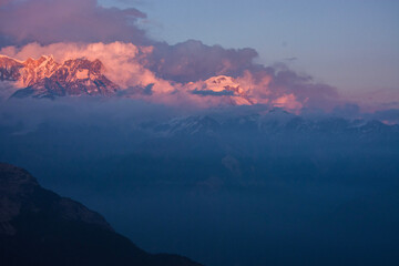 sunset in the mountains, Nepal, Himalaya