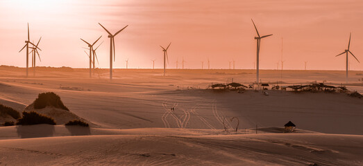 wind farm at sunset