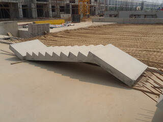 Straight precast concrete staircase with attached landing