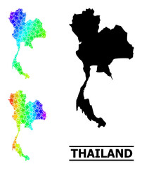 Spectrum gradient star mosaic map of Thailand. Vector vibrant map of Thailand with spectrum gradients. Mosaic map of Thailand collage is designed from chaotic colorful star elements.