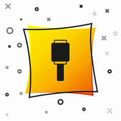 Black RKG 3 anti-tank hand grenade icon isolated on white background. Yellow square button. Vector