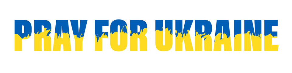 Pray for Ukraine, Ukraine flag praying concept vector illustration. Pray For Ukraine's peace. Save Ukraine from Russia.