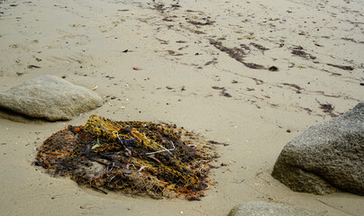 old fishing net on the beach
