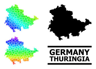 Spectral gradiented star collage map of Thuringia State. Vector vibrant map of Thuringia State with spectral gradients.