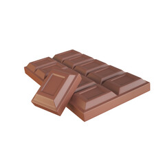 Chocolate bar. Cocoa sweets Helps to relax when eating. 3d render.