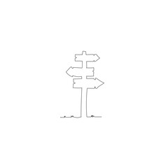 Continuous line drawing road signage. Illustration icon vector