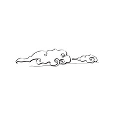 Fototapeta premium Continuous line drawing cloudy sky. Illustration icon vector